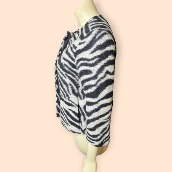 Ann Taylor Zebra Wool 3/4 Length Sleeve Jacket - Picture 2 of 6